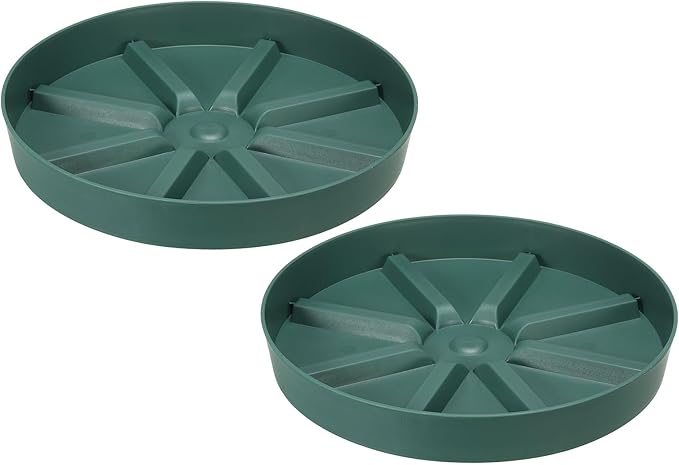 PATIKIL 10.5 Inch Plant Saucers Tray, 2Pcs Durable Plastic Round Flower Pot Drip Tray Thicker Anti-Rot Root for Indoors Outdoors Home Garden, Green