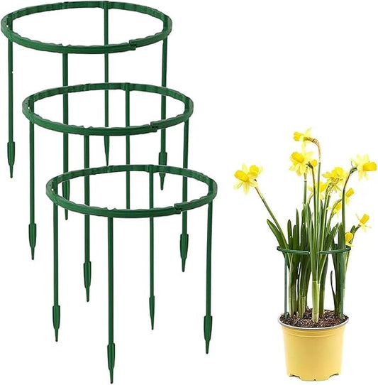 12 Pack Plant Support Plant Stakes Plastic Cage Holder Small Plant Support Ring for Indoor and Outdoor Small Plants, 9.4" W x 5.5" H