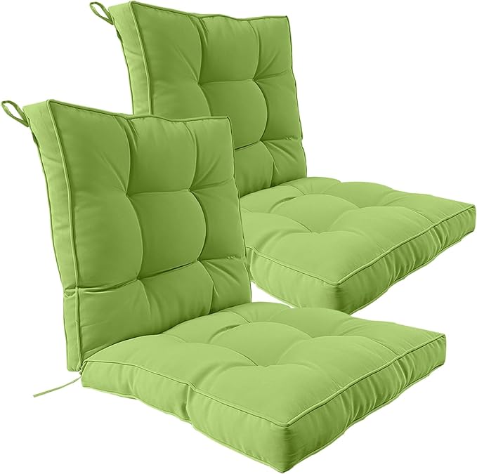 2 Piece Outdoor Patio Chair Cushions, Fade Resistant Outdoor Cushions for Patio Furniture, 6 inch Thickened Rocking Chair Cushions Set (Light Green, 24x24x6 inch - 2 Pieces)