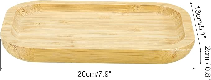 PATIKIL Wood Saucer, 8x5 Inch Rectangular Wooden Plant Drainage Tray Bonsai Plants Saucer Succulent Pot for Home Balcony Patio