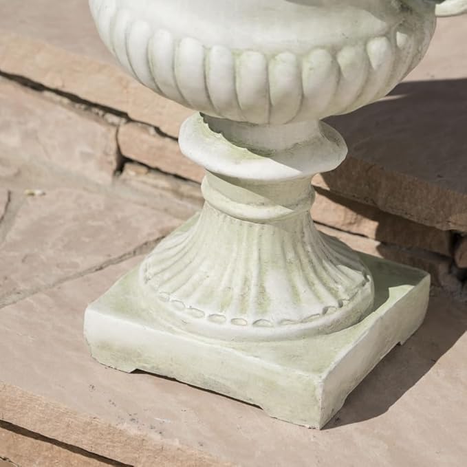 17.3" W x 24" H White Magnesium Oxide Planter Pot - Ideal for Backyard, Patio, Garden Decor