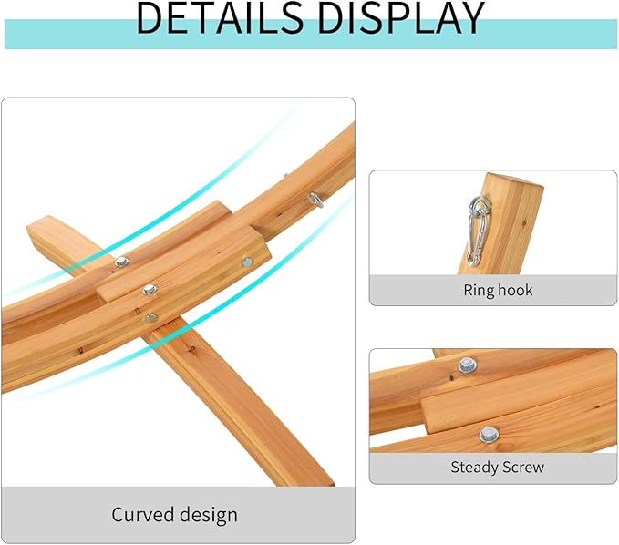 10.6' Wooden Hammock Stand Universal Garden Picnic Camp Accessories