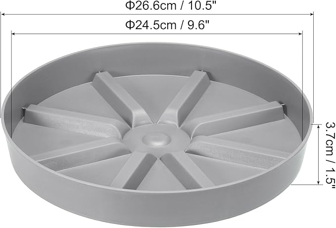 PATIKIL 10.5 Inch Plant Saucers Tray, 2Pcs Durable Plastic Round Flower Pot Drip Tray Thicker Anti-Rot Root for Indoors Outdoors Home Garden, Grey