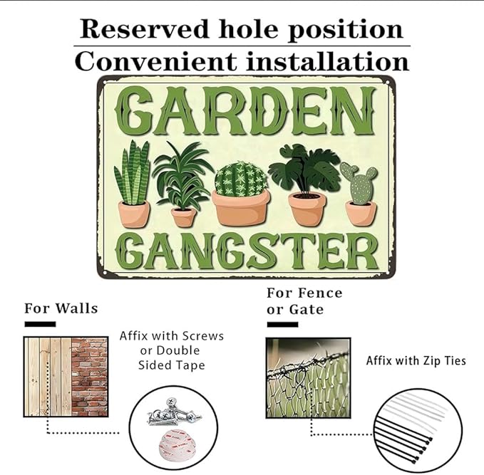 Funnysign Gardening Gifts Garden Ganster Vintage Gardening Tin Sign for Home Garden Patio Greenhouse Yard Decor 8 X 12 Inch (3826)
