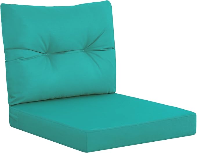 YEFU Olefin Outdoor Chair Cushions: Fade Resistant Outdoor Seat Cushion 24 x 24 - All Weather Patio Furniture Cushion with Ties - Deep Seat Patio Cushions for Chair Sofa Couch(Teal)
