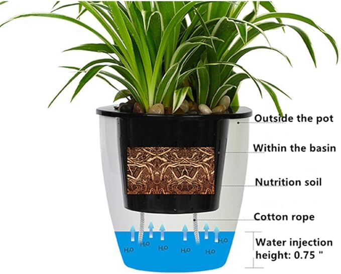 5 Pack Visible Water Level Self Watering Planter with Inner Pot,Hanging Planters,Wall Mounted Plants Holder,Small Flower pots Indoor Out Flowerpot with 5 Hooks for All House Plants (White)