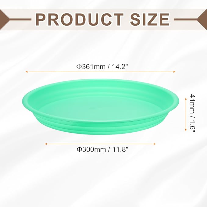 HARFINGTON Plastic Plant Saucer 11.8" Round Drip Trays Flower Pot Saucers Flower Base Bottom Drainage Tray for Indoors Outdoors Planters, Green