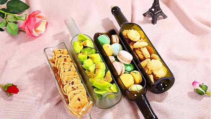 Wine Bottle Cutting pots, Succulent Planter,Flower Pot,Glass Candle Holder,Fruit Salad Tray Table Decoration Glass Art Crafts for Bar Cafe Restaurant(5PCS-Tran)