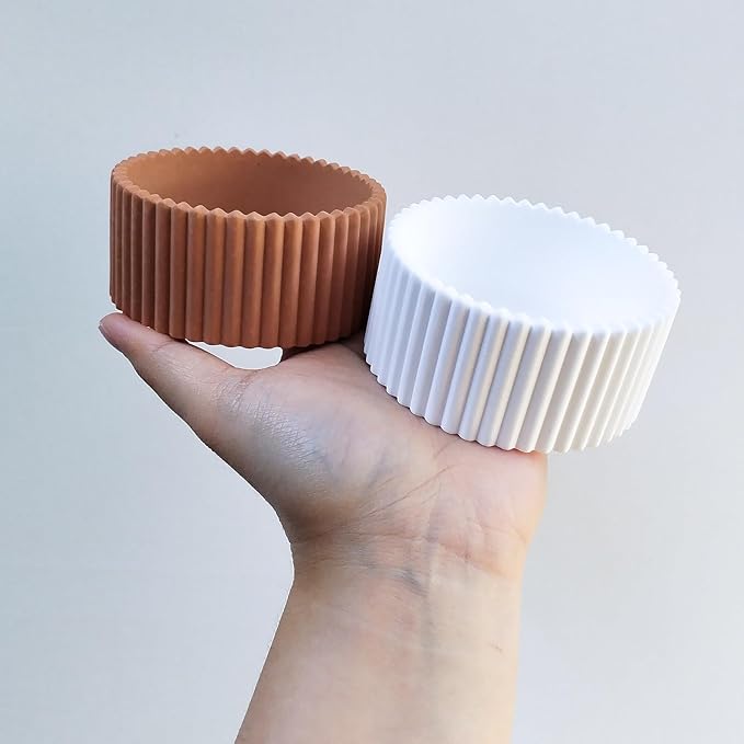 Wehous 2PCS Round Candle Holder Molds, Striped Storage Box Jar Plant Pot Silicone Molds for Epoxy Resin Concrete Cement Plaster, Container Trinket Tray Jewelry Holder Craft Mould DIY Home Ornament