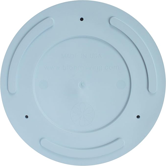 Bloem Mathers 10" Misty Blue Round Modern Resin Garden Planter Pot with Drainage Holes and Removable Saucer Tray Included