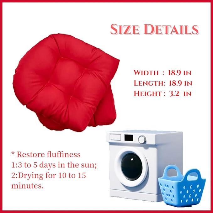 Waterproof Chair Cushions Set of 2 Outdoor,Tufted Thicken Weather and Fade Resistant Kitchen Seat Cushions,Patio Chair Pads for Garden Furniture Sofa Couch (red)