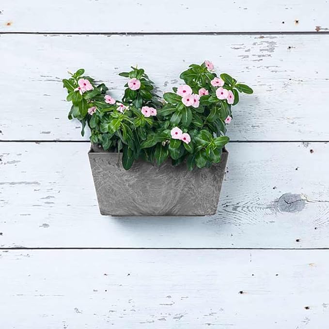 Root & Vessel Self Watering Wall Planters for Indoor or Outdoor Plants, Unique Marbled Wall Pot, Made of Eco-Friendly Blend of Stone and Plastic, Gray, 14.5"