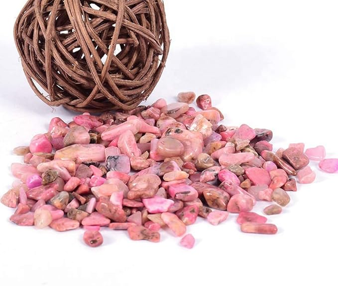 IMALY Rhodochrosite Tumbled Chips Stone Polished Crushed Healing Crystal Quartz Pieces Irregular Shaped Stones for Home Decorative Stones Vases Plants Succulents 0.5lb