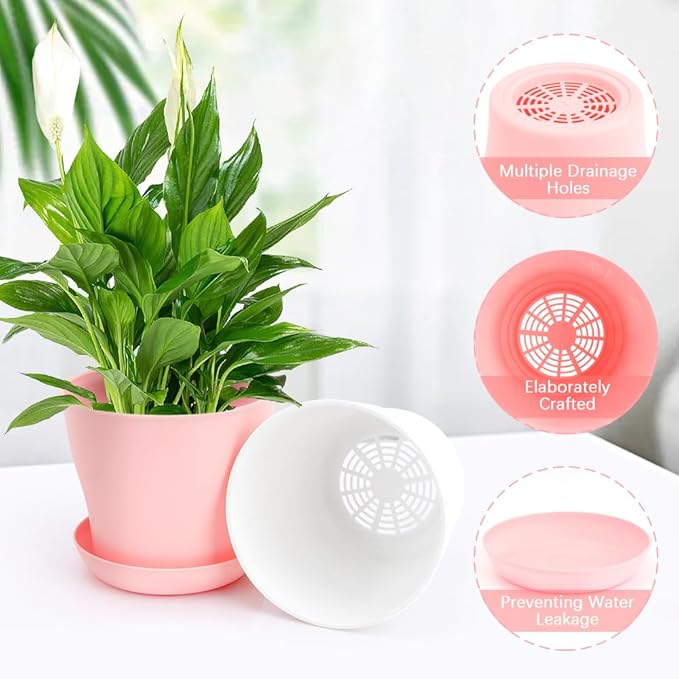 4 Inch Plant Pots 10 Pcs Small Flower Pots For Indoor Plant Pots Succulent Pots Small Plant Pots With Drainage Planters For Indoor Plants Nursery Pots Plastic Pots For Plants Herb Planter 5 Colors