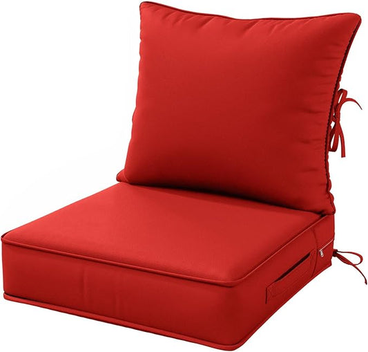 Outdoor Patio Chair Cushions Set 22 L X 22 W X 4 H Waterproof & Fade Resistant Deep Seat and Back Cushions with Removable Covers Outdoor Seat Cushion Set for Chairs and Sofas