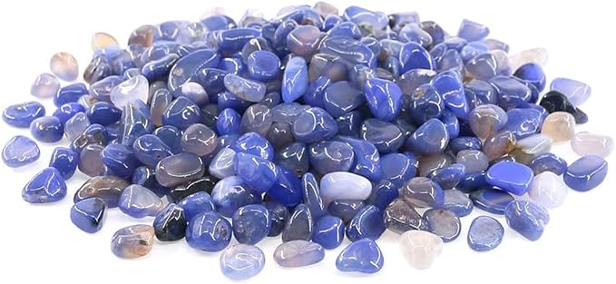 WAYBER Natural Blue Agate Pebbles, 1 Lb/460g Decorative Rocks Non-Toxic Crystal Stone Irregular Quartz Gemstone Crushed Pieces Tumbled Stone Chips for Jewelry Making/Home Decoration