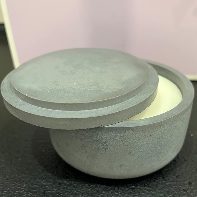 Storage Box with Lids Candle Jar Molds Set, Creative Silicone Candle Vessels Pot Molds, Concrete Round Stripe with Cover Bottle Making Moulds for Storage Candle Holder (A)