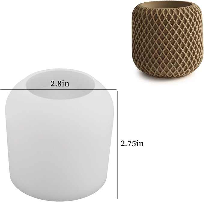 Unique Candle Jar Resin Mold, Geometric Texture Storage Container Silicone Molds for Resin Casting, Round Concrete Cement Jewelry Holder Planter Mold, Creative Display Art Craft DIY Home Decor
