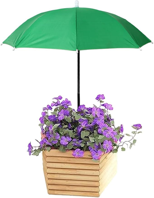 Adjustable Plant Shade Umbrella, Waterproof Garden Parasol with Iron Poles & H-Shaped Stake Outdoor Sun Cover for Potted Plants Vegetables Flowers (Green)