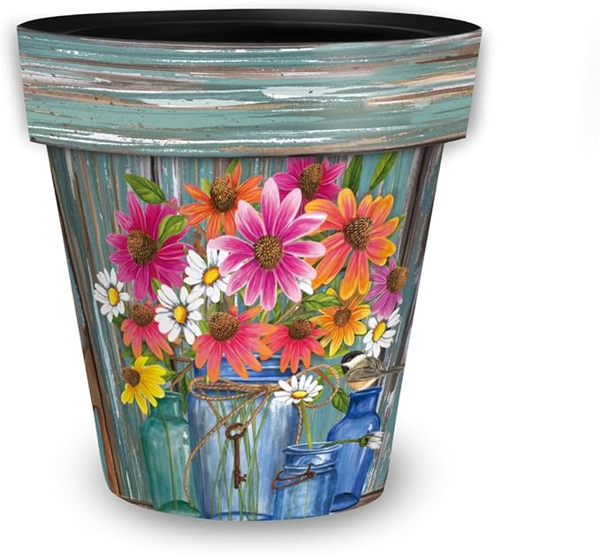 Briarwood Lane Spring Planter 11.75" x 11" x 11" Farm Fresh Flowers Medium for Spring Planter