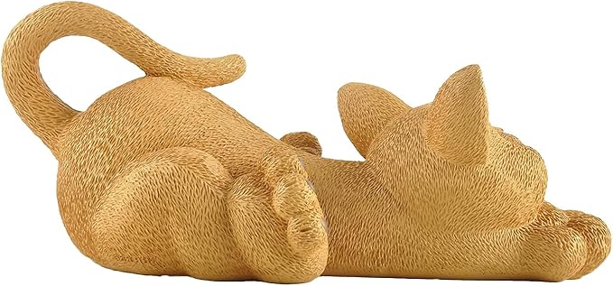 JFSM INC. 12" Whimsical Lounging Orange Cat Garden Statue - Indoor Outdoor Relaxed Zen Cat Sculpture - Garden Decorations for Patio Yard Lawn Porch