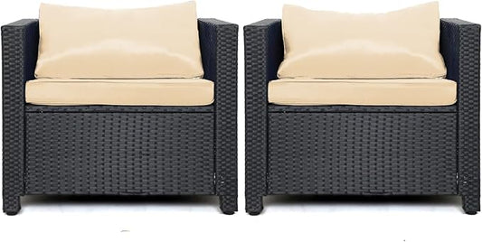 Outdoor Patio Chair Set of 2,Wicker Patio Chairs Set,Outdoor Rattan Chairs,Patio Furniture,Balcony Chairs, Wicker Furniture for Gardens, Backyards, Balconies,Poolside(Beige)