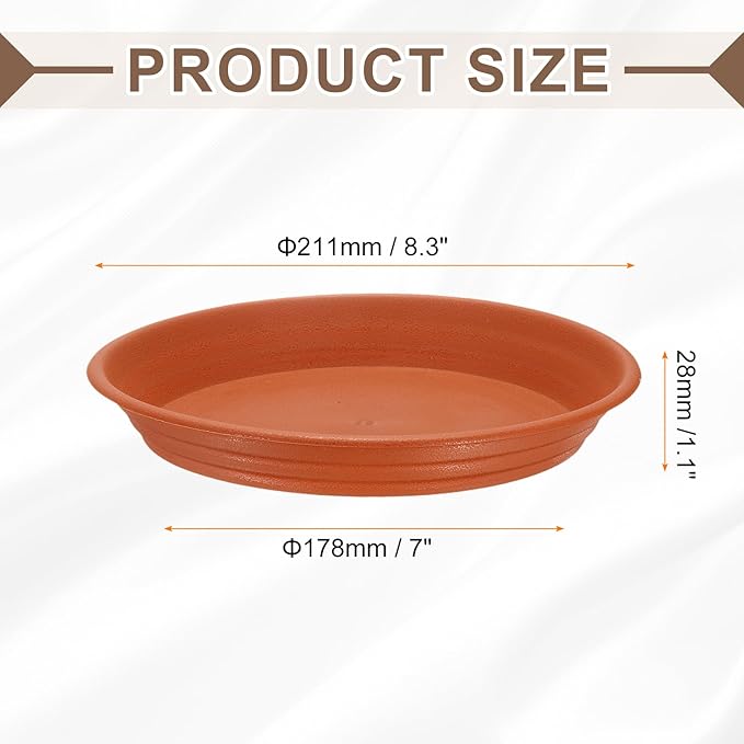 HARFINGTON Plastic Plant Saucer 7" Round Drip Trays Flower Pot Saucers Flower Base Bottom Drainage Tray for Indoors Outdoors Planters, Pottery Red