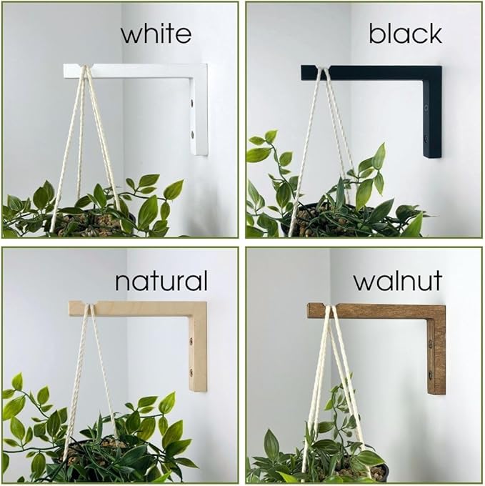 EvenWood 2-Piece Set of Plant Hooks for Wall 6 Inch - L-Shaped Mounted Wooden Plant Hook - Indoor and Outdoor Bracket Plant Hanger for Planters, Lanterns, Bird Feeders and Plant Basket (Natural)