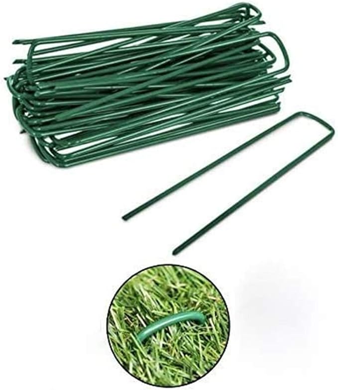 Garden Pegs Pins Ground Stakes Staples Spikes U Shaped Landscape Securing Nail Pin Lawn Fabric Netting Matting 6Inch 20PCS