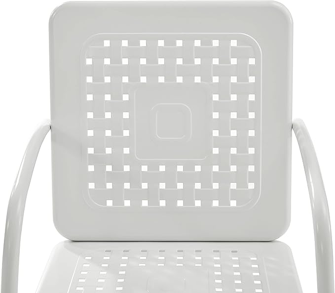 Crosley Furniture Bates 2-Piece Outdoor Chair Set, Retro Metal Patio Chairs for Dining, Porch, Deck, Balcony, White Gloss