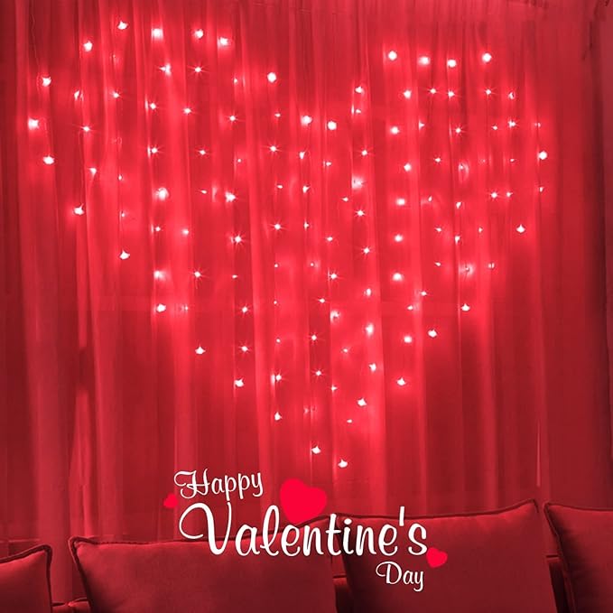 JMEXSUSS 2 Pack Red Solar Lights Outdoor Waterproof, Each 33FT 100 LED Red Christmas Lights, Solar Fairy String Light for Outside Tree Party Patio Christmas Valentines Decorations