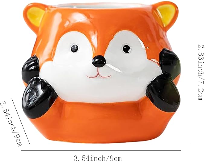 Ceramics Animals Succulent Planters Small Succulent Pots Cute Plant Pots Tabletop Decorations for Indoor Plants Home Office Garden Flower Pot Gifts for Plants Lover (Fox)