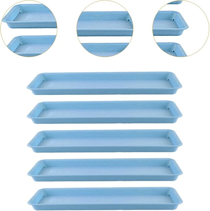 5Pcs Plant Trays Plant Saucers Rectangular Flower Pot Drainage Trays Flower Pot Saucers for Garden Indoors Outdoor Windowsill, Blue