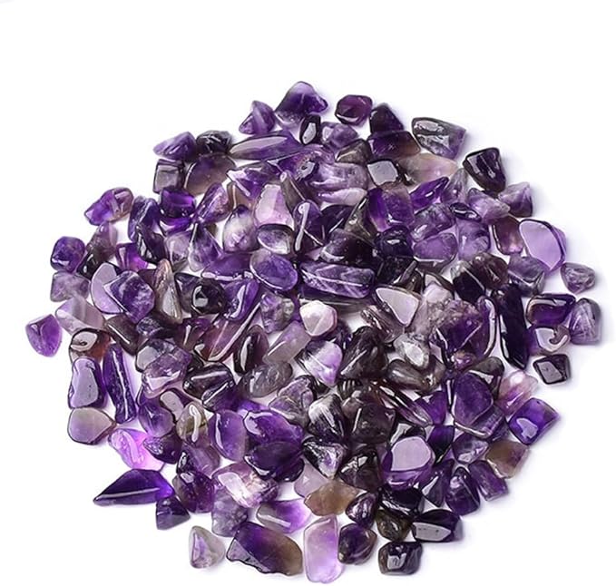 IMALY Amethyst Tumbled Chips Stone Polished Crushed Healing Crystal Quartz Pieces Irregular Shaped Stones for Home Decorative Stones Vases Plants Succulents 0.5lb