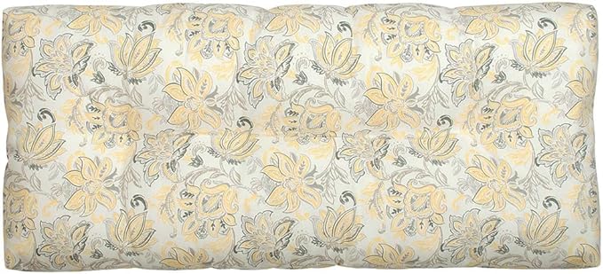 FUNHOME Outdoor Bench Cushion 45 x18 inch with Non-Slip Grips,Water Resistant Porch Swing Cushion,Bench Pillow Pads,Floral Tufted Cushions for Patio Garden Furniture,45" Seat Cushions(Yellow Flower)