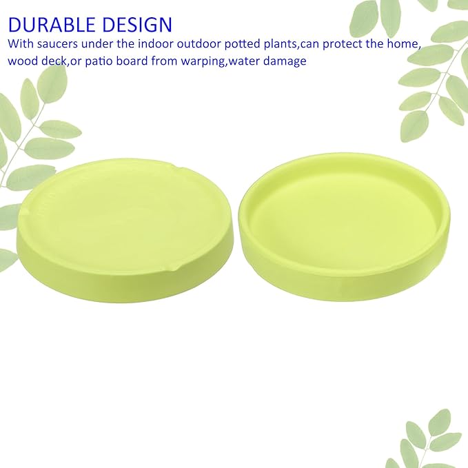 3 Pack Planter Saucers - Ceramic Plant Tray Flower Pot Drip Trays Round Apply to Outdoor/Garden (4/5/6inch, Light Green)
