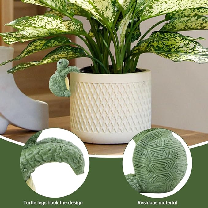 Flower Pot Decorations – Realistic Resin Turtle Statue, Pot Hugger & Hanging Ornament | Lifelike Climbing Design for Garden, Aquarium & Home – Patio Decor Essential