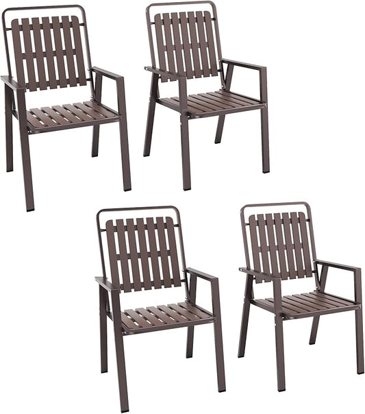 350LBS Outdoor Patio Chairs Set of 4, Patio Dining Chairs with Metal Frame, Heavy-Duty Outdoor Chairs with Armrest for Garden, Poolside, Backyard, Lawn