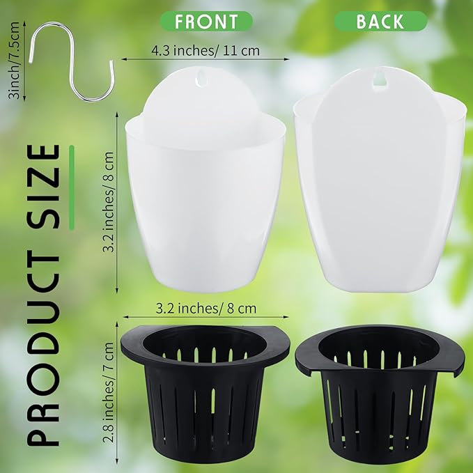 Dandat 20 Pack 4.3 Inch Wall Planter Self Watering Plastic Wall Pot Self Watering Planters Wall Mounted Herb Planter Indoor Flower Pots with Absorbent Cotton Ropes and Hooks for Garden Herbs Plants
