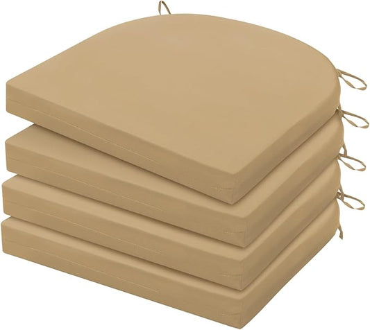 HARBOREST Outdoor Chair Cushions Set of 4, Water Resistant Patio Chair Cushions with Ties, Outdoor Seat Cushions for Patio Furniture, 17"x16"x2", Khaki