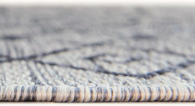 Unique Loom Outdoor Trellis Collection Area Rug - Tribal Trellis (13' Square, Gray/ Black)