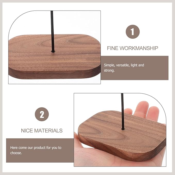 POPETPOP Wall-Mounted Hanging Bracket Hook for Outdoor Wind Chimes and Planters, Walnut Wood Self-Adhesive No-Drill Hanger for Patio Balcony Décor