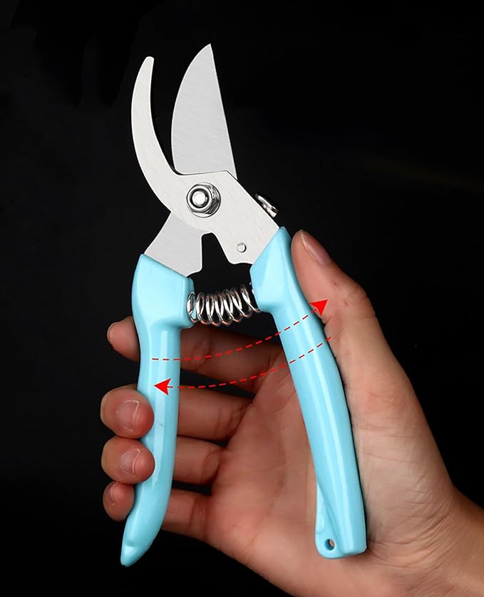 5pcs Garden Flower Shears Pruning Shears 6.9 inches Scissors Heavy Duty Plant Scissors for Cutting Flowers, Trimming Plants, Bonsai, Fruits Picking (Blue Handle 5pcs)