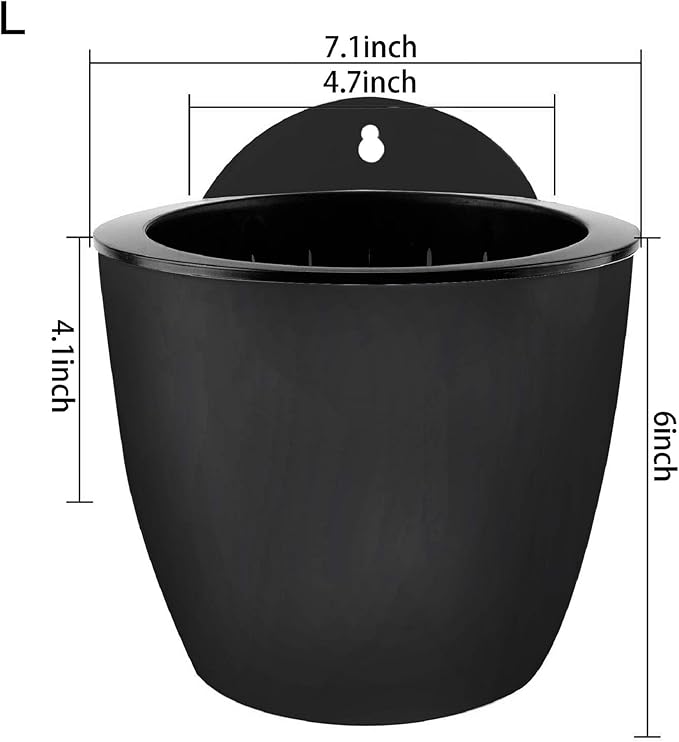 7Pack Self-Watering Plant Flower Pot Wall Hanging Plastic Planters Size 7 inch with 7 Hooks Replacement for Plants Flowers Indoor Outdoors