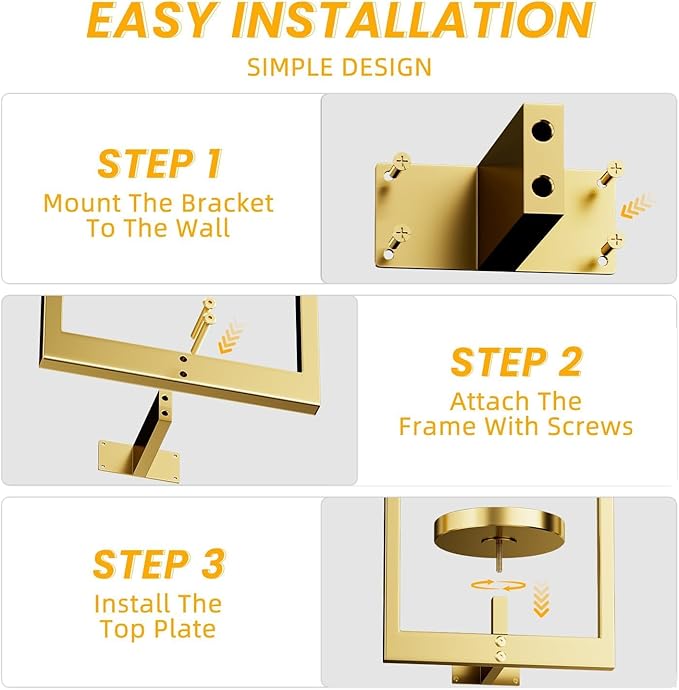 Wall Plant Stand, Hanging Frame Decor Planters for Indoor Plants, Plant Wall Hanger for Living Room/Entryway/Garden Flower Pot Holder Free Garden Shears (Arc-Gold, 2pcs)