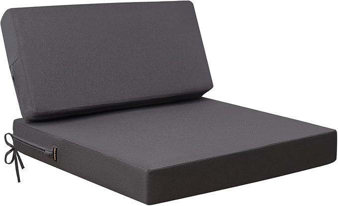 idee-home Outdoor Cushions for Patio Furniture, Outdoor Seat Cushion, Waterproof Couch Hampton Bay Deep Seat Replacement Chair Cushions for Garden Lawn Deck Backyard, 26.5 x 26.5 Dark Grey