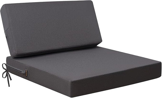 idee-home Outdoor Cushions for Patio Furniture, Outdoor Seat Cushion, Waterproof Couch Hampton Bay Deep Seat Replacement Chair Cushions for Garden Lawn Deck Backyard, 26.5 x 26.5 Dark Grey