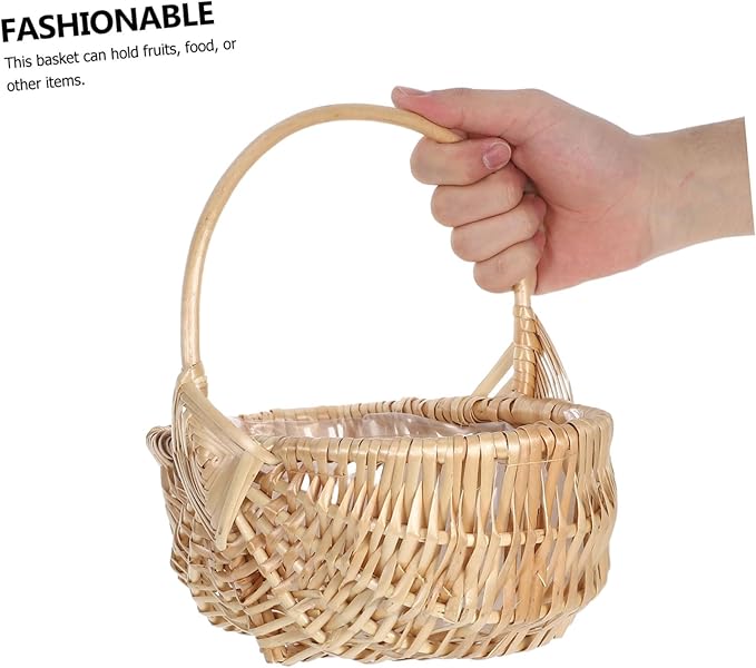 Milisten Vintage Wicker Picnic Basket with Handle Handwoven Flower Holder for Arrangements and Fruit Storage Multi-Functional Outdoor Accessory for Picnics and Garden Parties