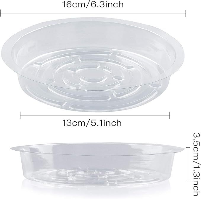 Rocutus Plant Saucer,20 Pack Plastic Plant Saucer Drip Trays Small Plant Plate Dish,Heavy Duty Clear Plastic Plant Saucers Flower Pot Tray Flower Pot Drip Pan for Indoor and Outdoor Plants (6 Inch)