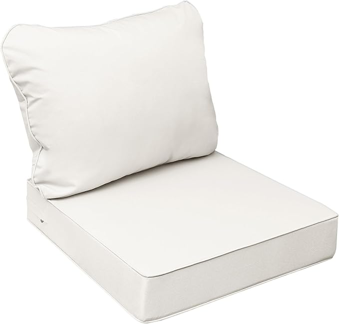 AAAAAcessories Outdoor Seat Cushions for Chairs, Fade-Resistant, Waterproof Patio Furniture Replacement Cushions, 19" x 19" x 3" + 19" x 17", Creamy White